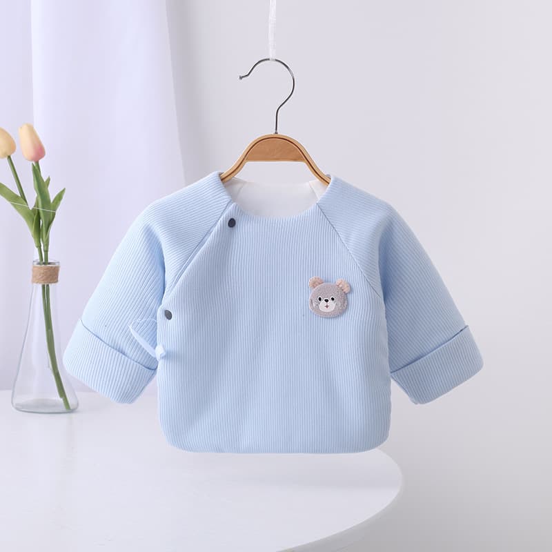 New autumn/winter baby warm half-back blouse, newborn boneless monk style, newborn baby side-fastening single top, in stock.