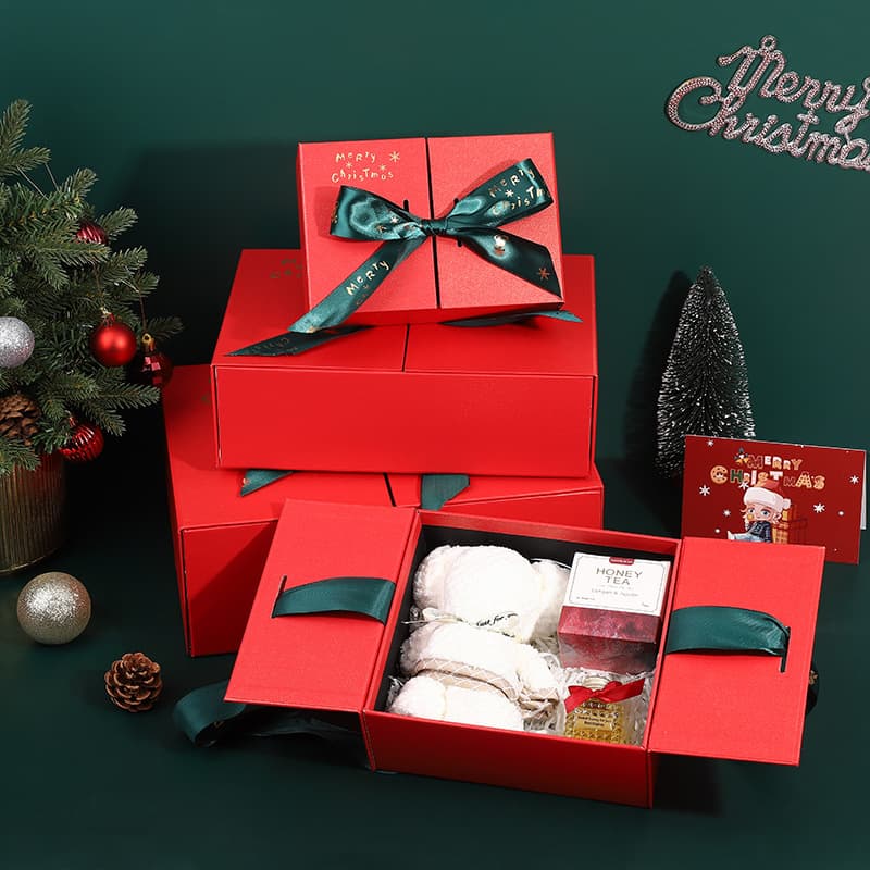 New Christmas Gift Box Red Double Open Box Apple Candy Gift Box Christmas Creative Gift Packaging Box Ready in Stock