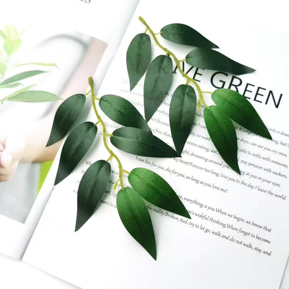 Simulated single Elaeagnus leaf bean flower leaf large willow leaf silk screen bean leaf interior decoration photo green leaf