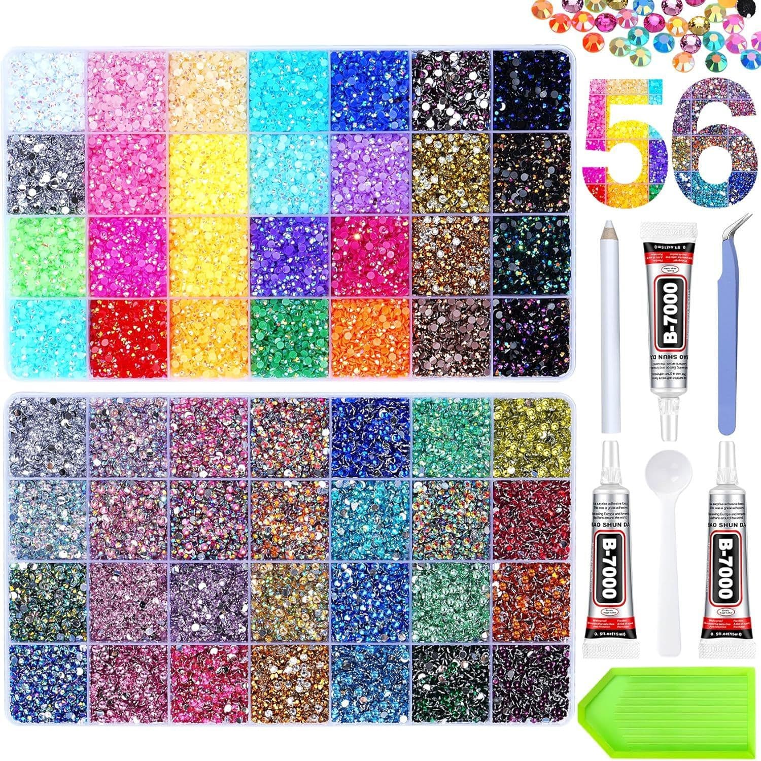 Best-selling Cross-border 56-grid 3MM Flat-back Resin Rhinestones Jelly Rhinestones Nail Art Rhinestones Colorful DIY Diamond Painting Phone Rhinestone Decorations