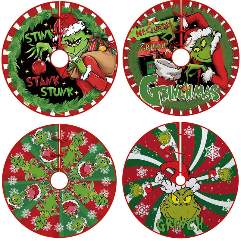 Grinch tree skirt Christmas tree skirt tree apron decoration bottom ornaments Christmas tree skirt new product