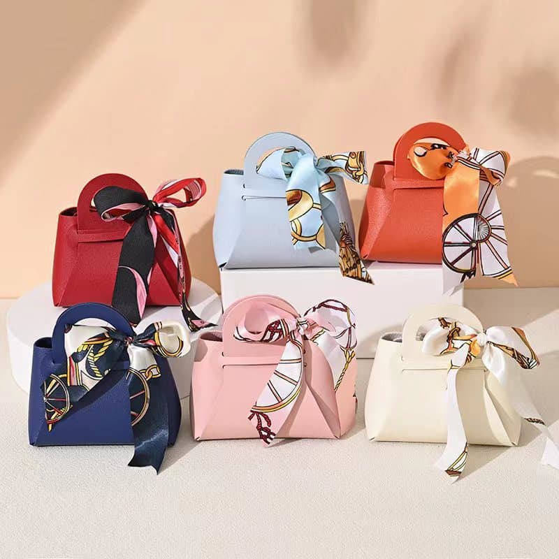 Tanger packaging wedding candy box leather portable wedding candy bag velvet candy bag wedding return gift sugar box bunch