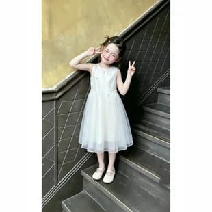 In Stock Girls Dress 2026 Summer Newborn Little Girl Birthday Tulle Dress White Princess Dress