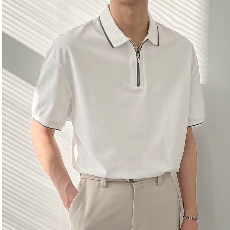 Summer Solid Color New Printed Polo Shirt Trendy 2026 Standard Short Sleeve Youth Fashion Casual Men's Simple Versatile