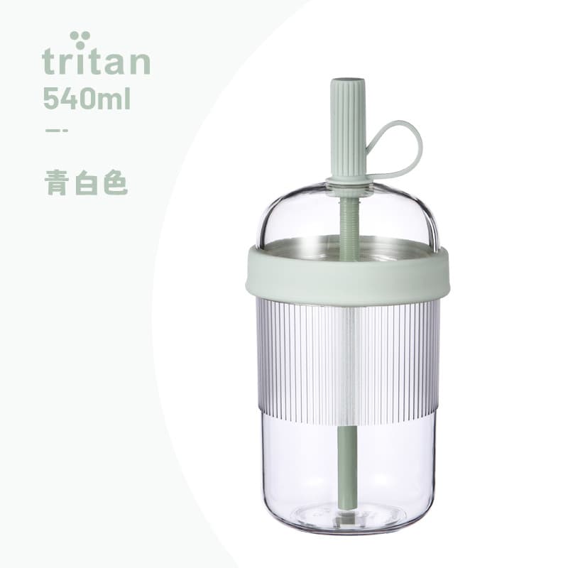 2026 New 540ml Tritan Straw Cup Milk Tea Cup Coffee Cup Multi-Color Cross-Border Portable Straw Water Cup