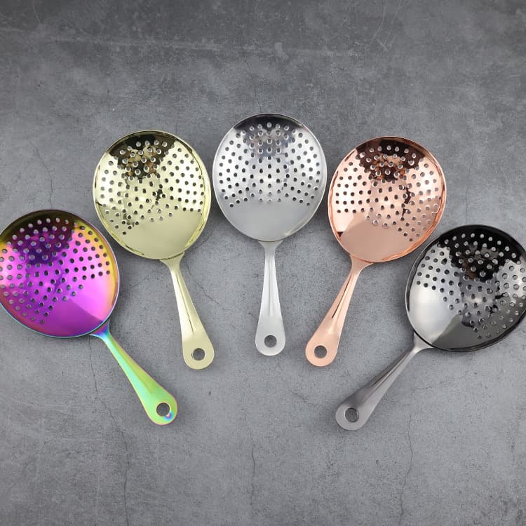 304 Stainless Steel Julep Strainer Ice Scoop Bar Mixing Filter Sieve Cocktail Ice Strainer