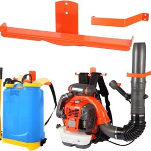 Backpack Blower Rack with Hose Holder – Heavy Duty Backpack Sprayer Wall Mount with Double-Sided Hooks