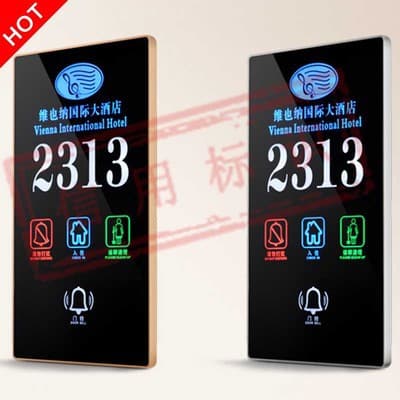 Ready-to-Ship Hotel Electronic Door Plates, Acrylic Touch Bell Display with Room Number and Illuminated Indicator