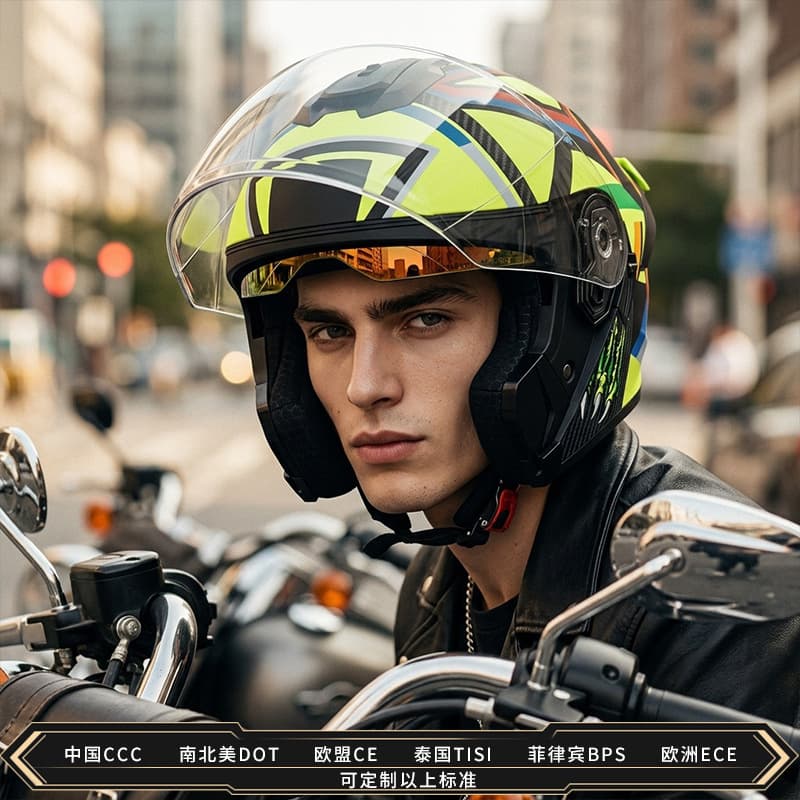 3C Certified Dual Visor Half Helmet Motorcycle Full Face Unisex Electric Motorcycle All-Season Winter Half Helmet