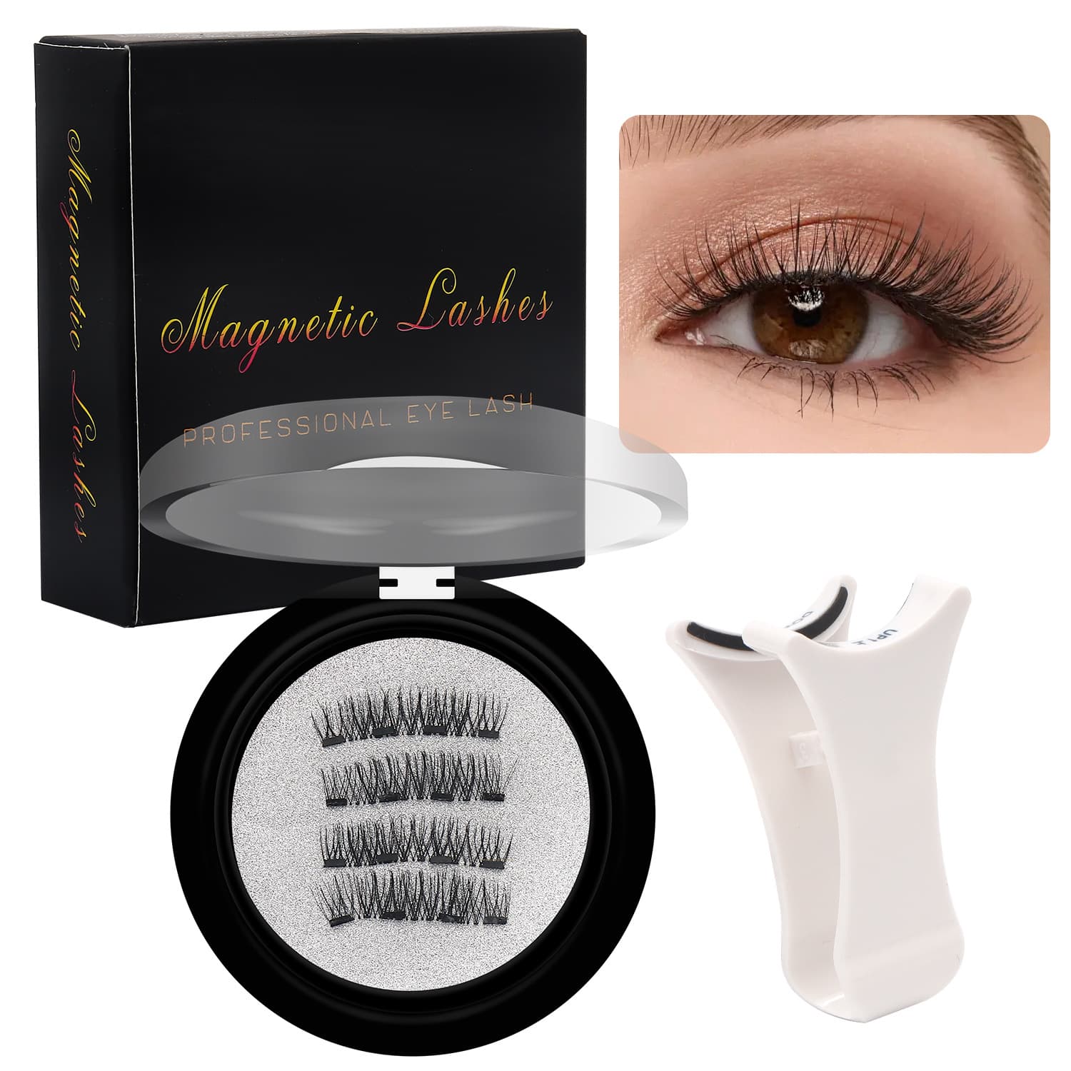 Cross-border Hot Selling Magnetic Eyelashes Natural Style Magnetic Lashes Set Thick Volume European & American Lashes