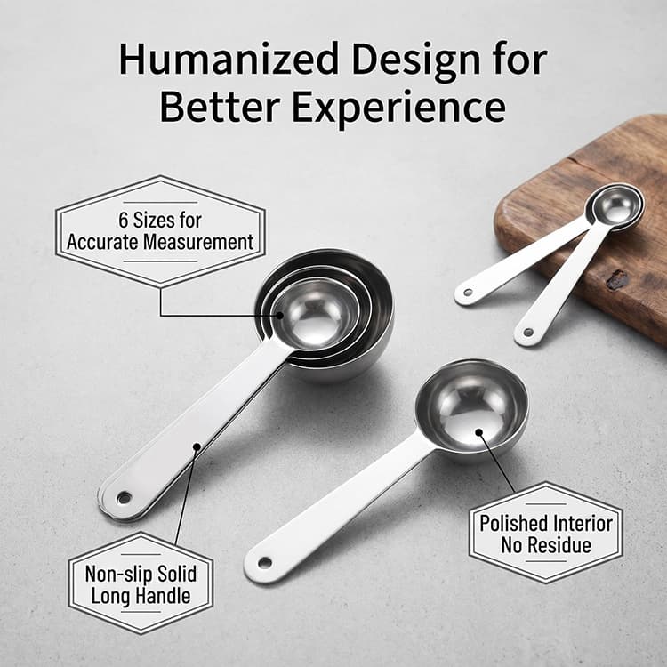 304 Stainless Steel Single-Head Measuring Spoon Kitchen Baking Tool Coffee Milk Powder Bean Flour Measuring Spoon