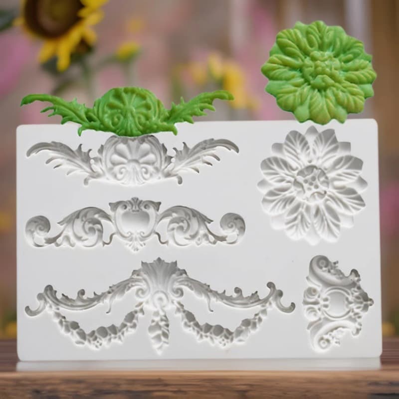 European Relief Vintage Pattern Silicone Mold for Cake Decoration, Plaster Candle Mold, Fondant Chocolate Mold