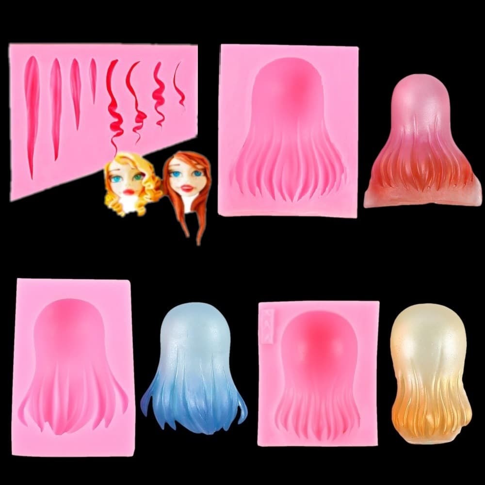 DIY Baking Fondant Tool - Doll Hair Silicone Mold, Chocolate Clay Wig Resin Decoration Mold