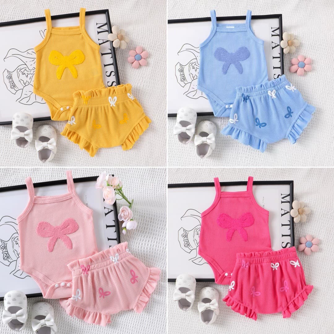 Baby Girls Clothes 0-1Y Sleeveless Bodysuit with Shorts 2-Piece Summer Outfit