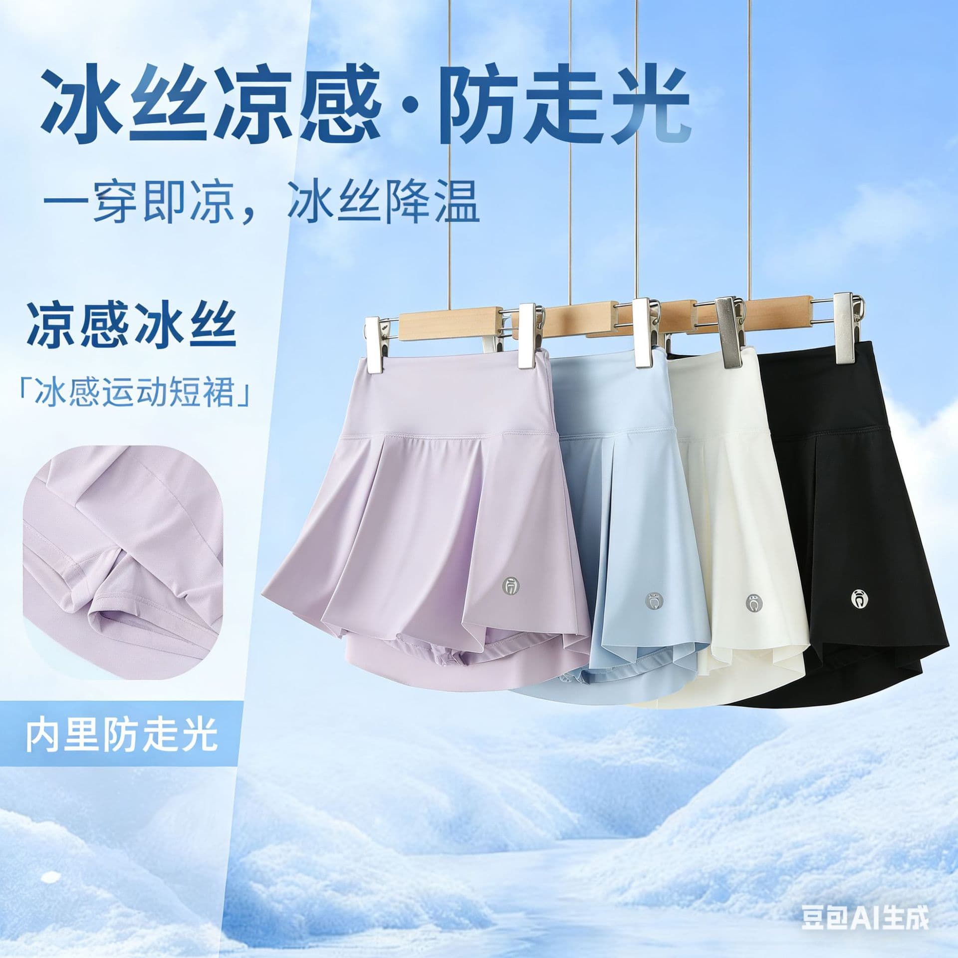 2026 New Children Girls Ice Silk Pleated Skirt Summer Anti-Exposure Short Skirt Tennis Sports Half Skirt Cross-border