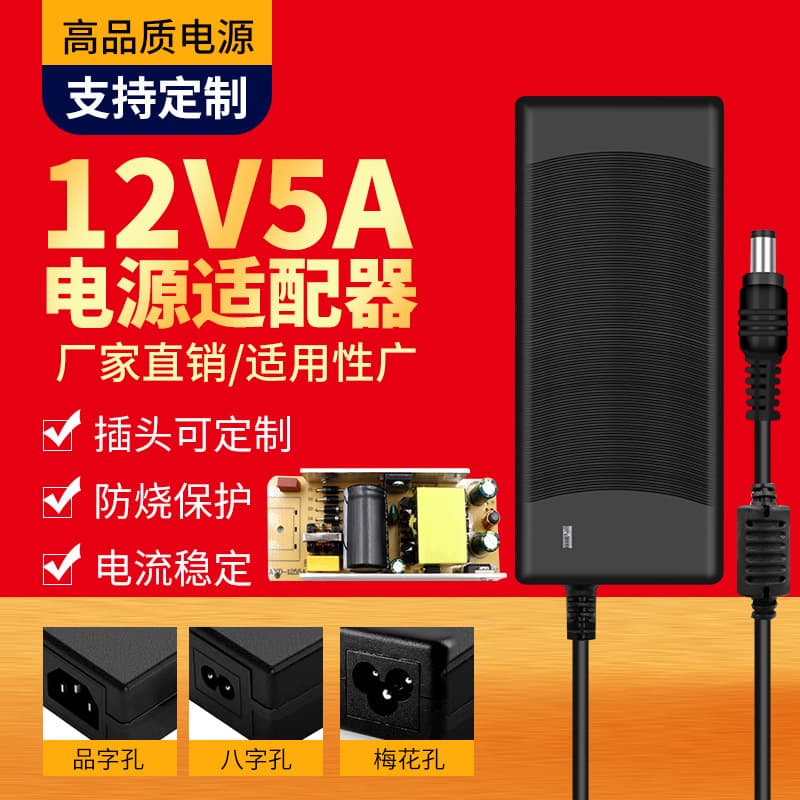 12V5A Power Adapter for Water Pump Motor LED Strip Light Surveillance Monitor Screen Regulated Switch Power