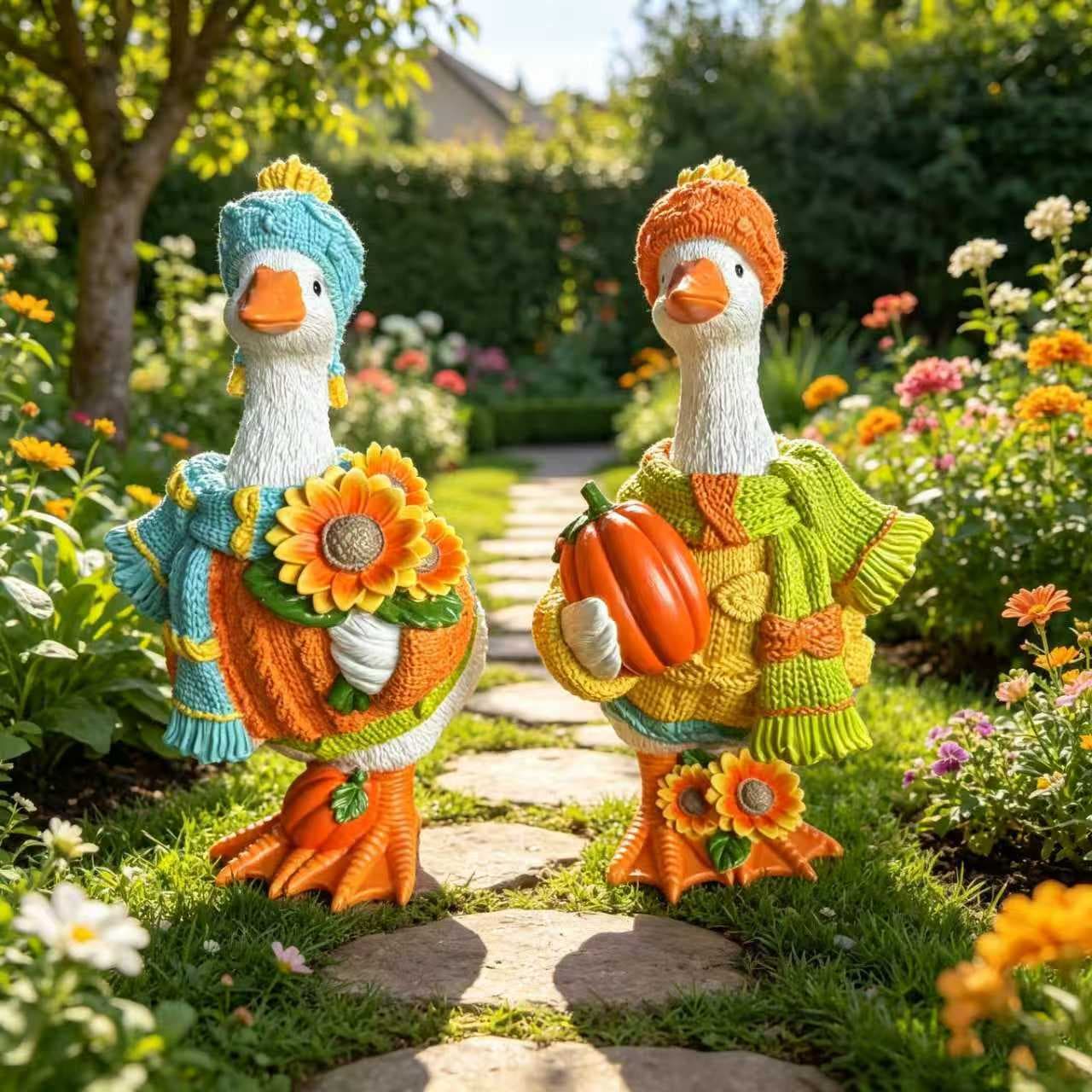 Cross-border New Product Autumn Pumpkin Duck Ornament Halloween Pumpkin Duck Resin Figurine
