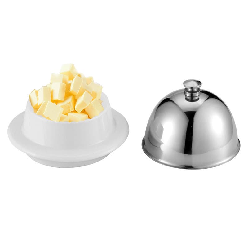 Stainless Steel Butter Cover Butter Dish Ceramic Butter Box with Lid Butter Plate Western Food Hotel Tableware Cheese Dish