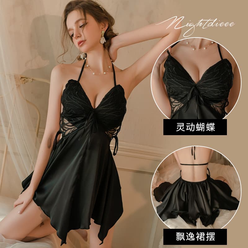 Lace Trimmed Chemise Nightgown Sleepwear Nightdress Sleepwear Women's Nightdress Sexy V-neck Nightwear Sleeping Dress