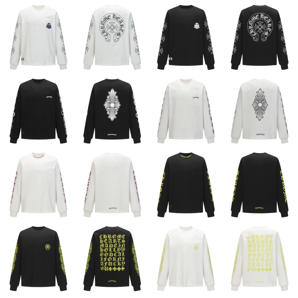 [Full series] Chrome Hearts long-sleeved T-shirt pure cotton light luxury embroidery long-term supply print