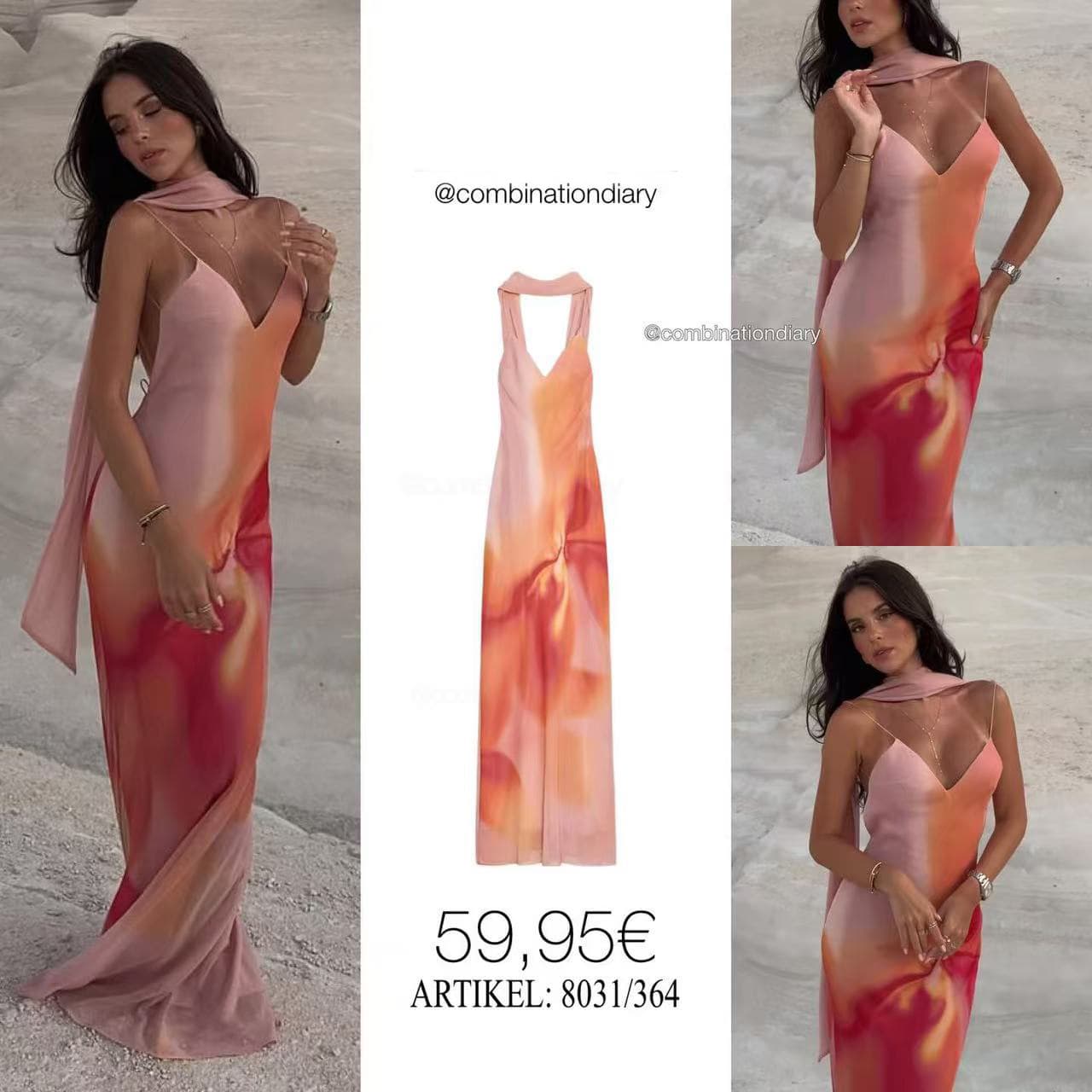 Long Printed Scarf Dress 2025 Summer Women's Fashion Knee-Length Sleeveless Dress Loose Waist Design Casual Maxi Dress