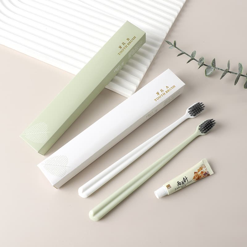 Hotel and guesthouse disposable toothbrush and toiletries set, including shampoo, body wash, slippers, and other guest amenities