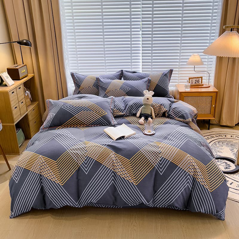 4-Piece Eco Brushed Cotton Bedding Set, Thick Brushed Cotton Duvet Cover for Autumn and Winter, 2m Single/Double Bed