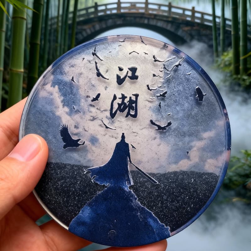 Yan Yu Jiang Hu Fridge Magnet, Game Character Martial Arts Cultural Creative Flowing Sand Fridge Magnet, Acrylic Palace Museum Souvenir