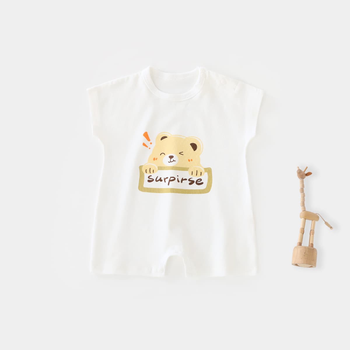 Baby Summer Thin Cotton Short-Sleeve Romper Bodysuit Outing Newborn Onesie Cartoon