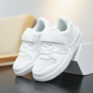 2026 Summer New Children's White Casual Shoes White Sneakers Trendy Campus Little Girls White Shoes Air Force Board Shoes Wholesale