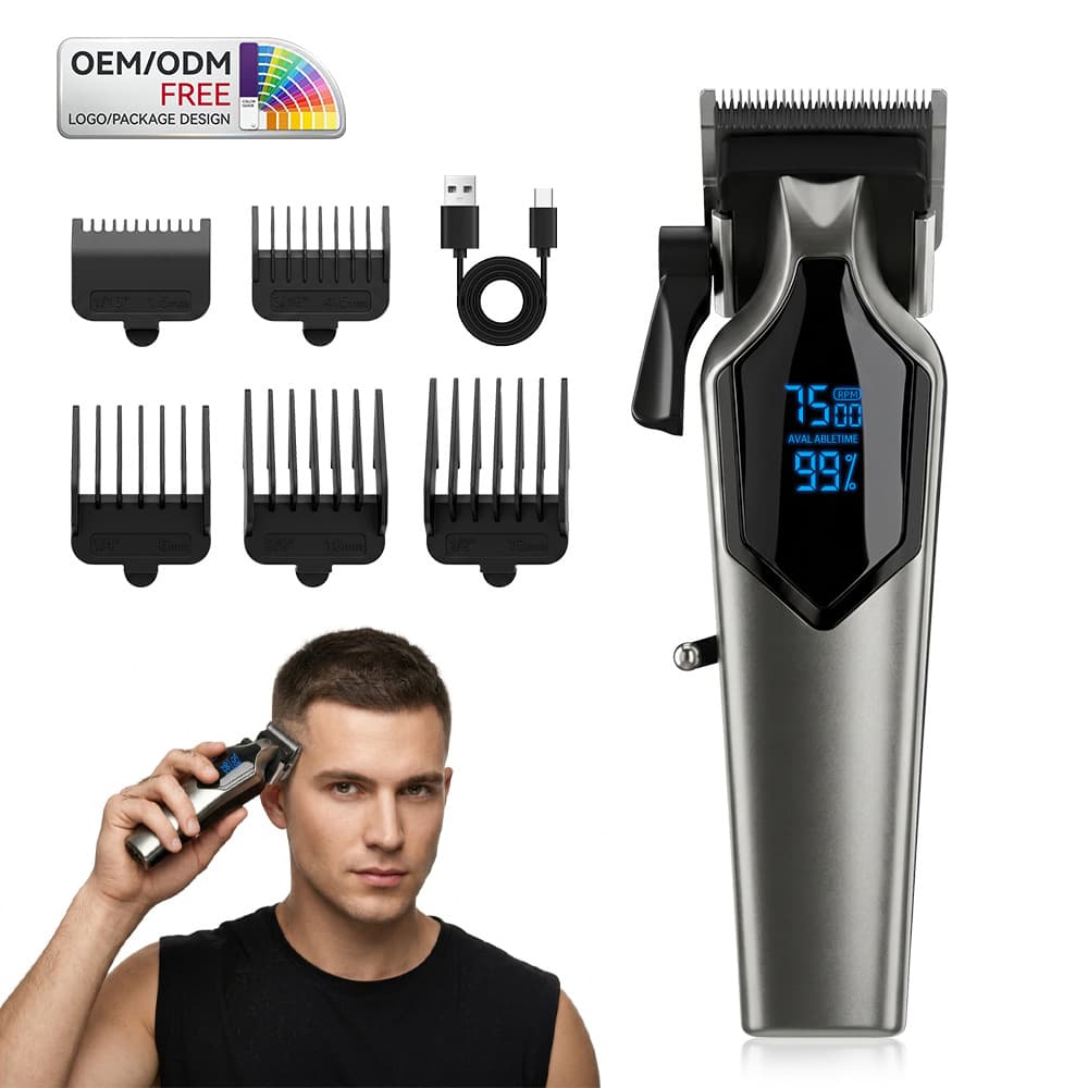 Cross-Border Home Electric Hair Clipper USB Smart Digital Display Engraving Trimmer Hair Cutting Tool