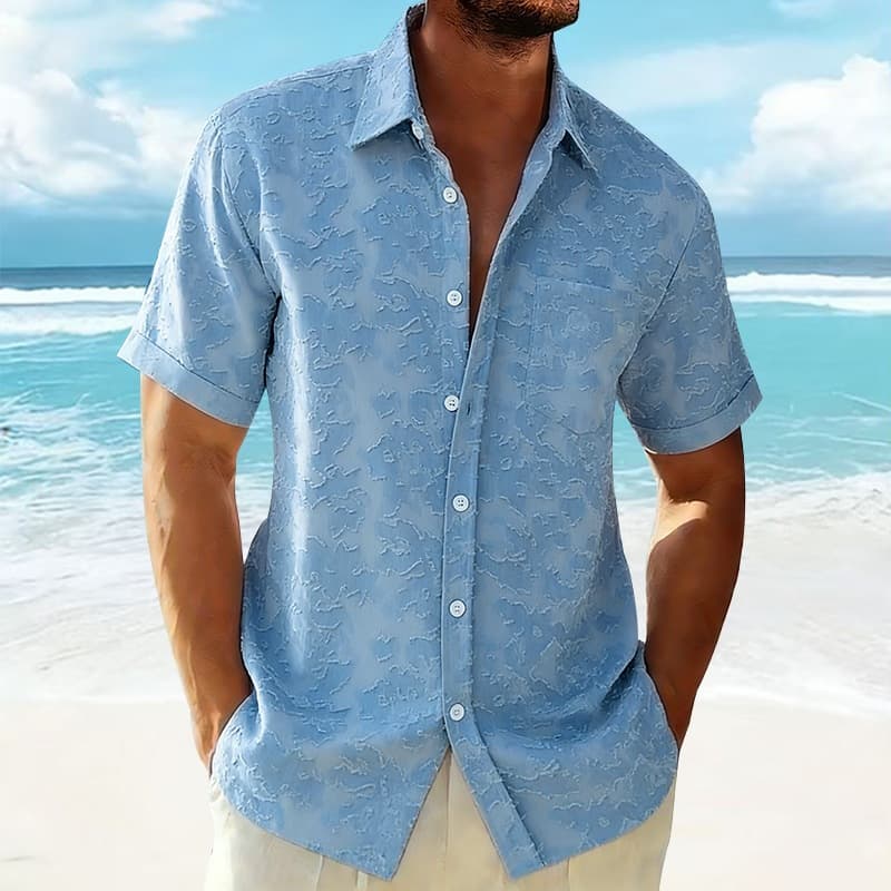 Cross-Border New Men's Beach Vintage Washed Short Sleeve Shirt, Men's Clothing Wholesale