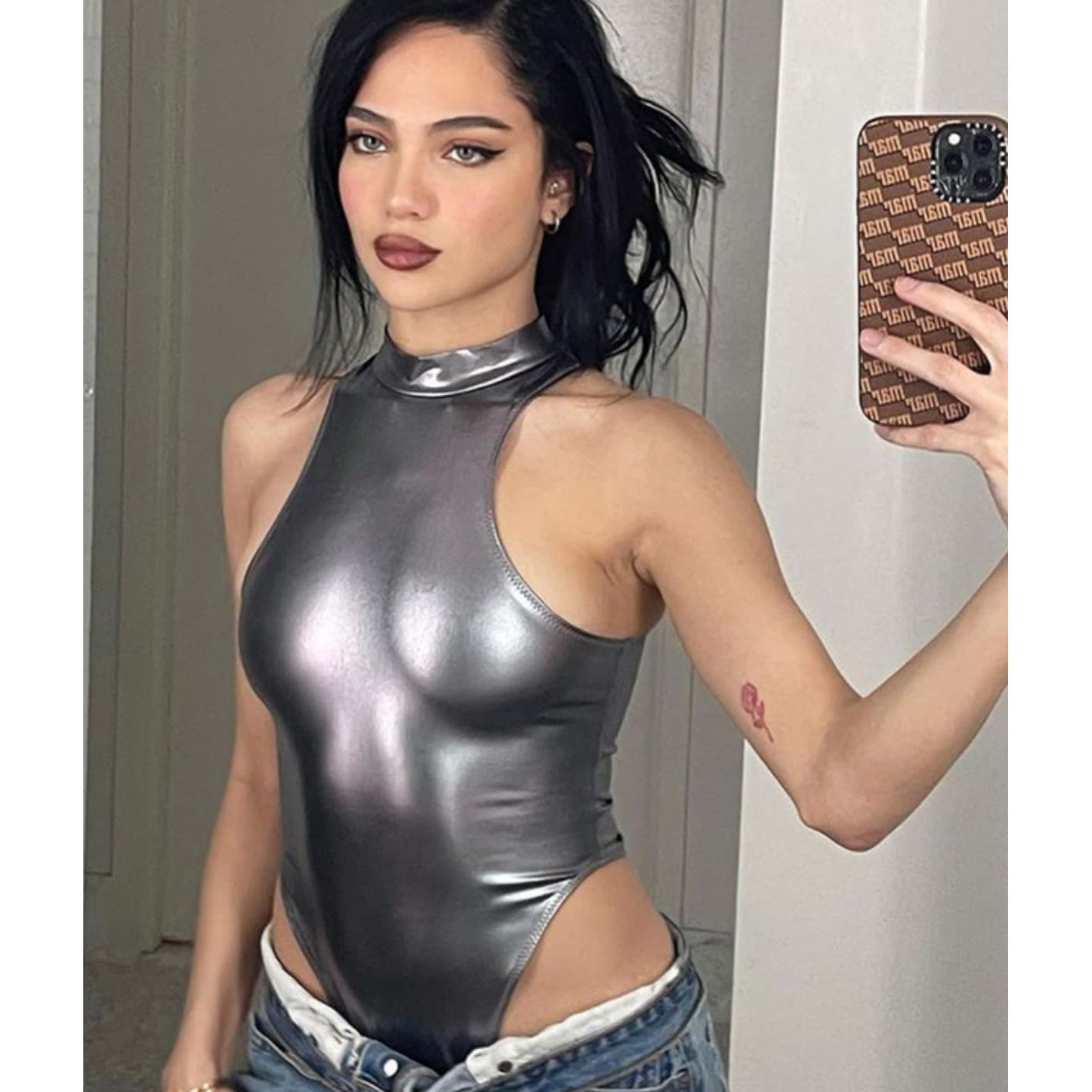 European and American Design Futuristic Bodysuit Women Summer 2025 New Slim Fit Sexy Nightclub Fashion