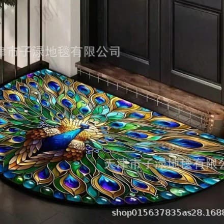Cross-border semicircular American-style doormat, dirt-resistant rug for kitchen entrance, absorbent non-slip foot mat for entryway, in stock