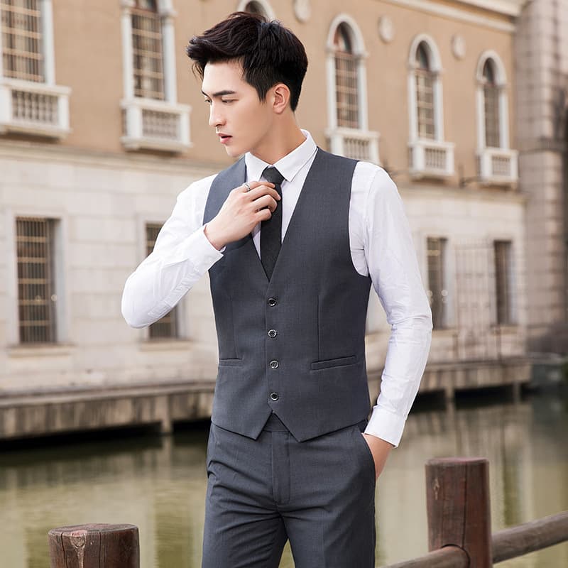 Men's suit (blazer, vest, trousers, shirt) - can be purchased separately; Korean style slim fit plus size best man attire.