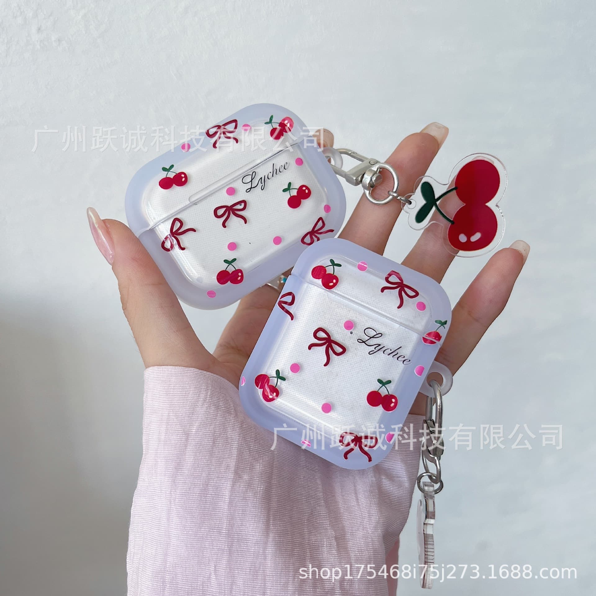 Cherry Bow Case for Apple AirPods Pro 2 Earphone Shell, Pro 3/4 Generation Bluetooth Headphone Protective Cover