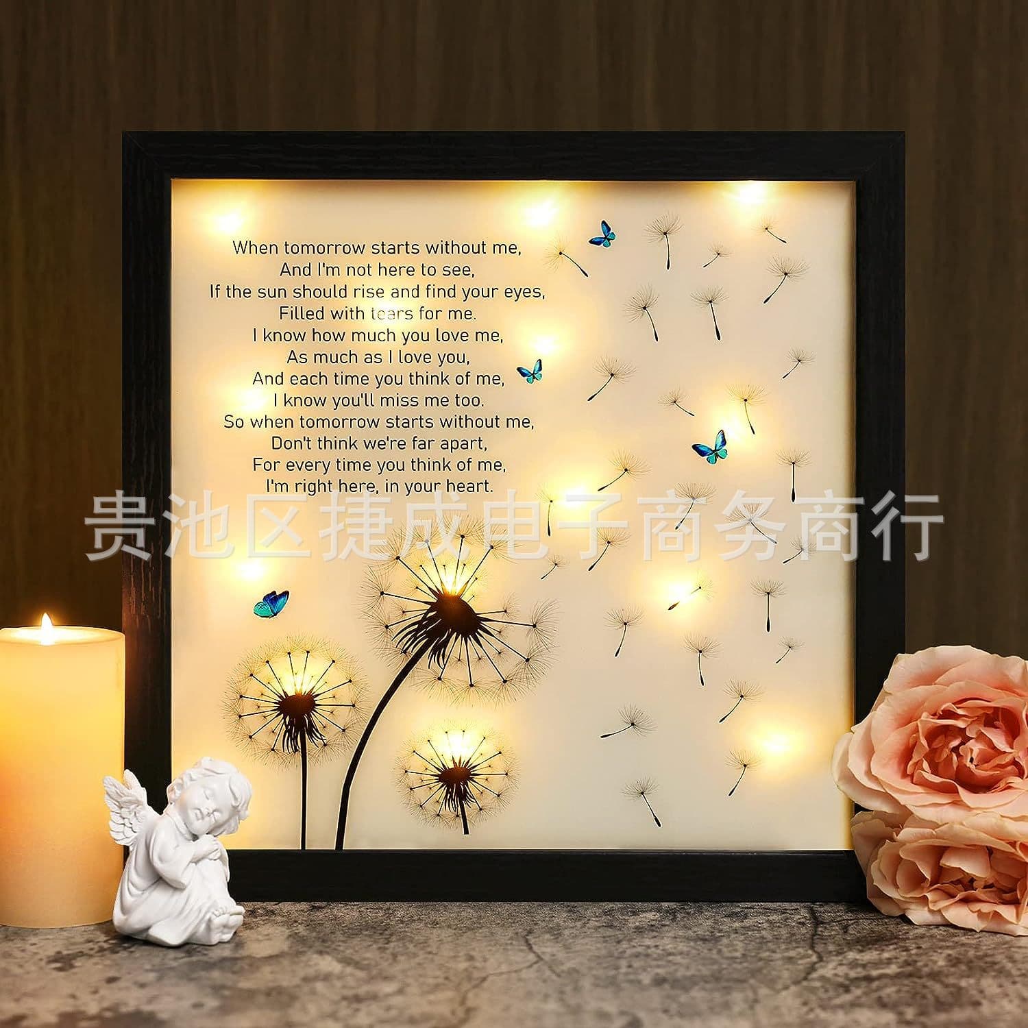 Cross-border New Wooden Light Painting Decorative Painting LED Light Gift Memorial Shadow Christmas Gift Box Led Photo Frame