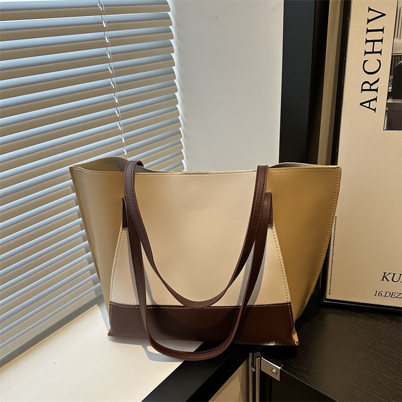 Minimalist Large Capacity Fashion Color-Block Minimalist Commuter Bag 2024 Fall New Elegant Shoulder Underarm Tote Bag