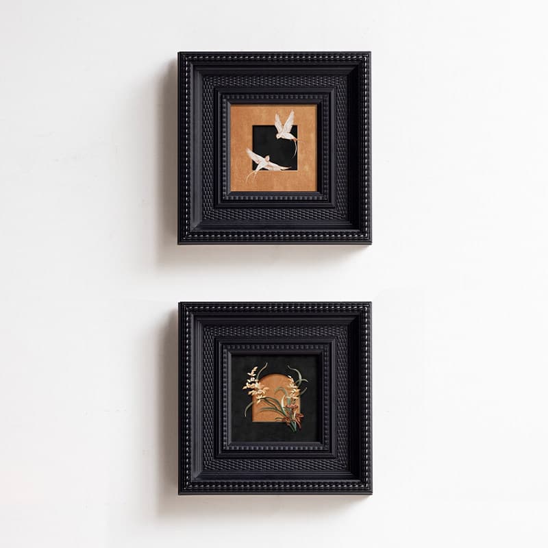 French Chinese Style Vintage Retro Minimalist High-End Black Frame for Oil Painting and Watercolor, Polymer Frame