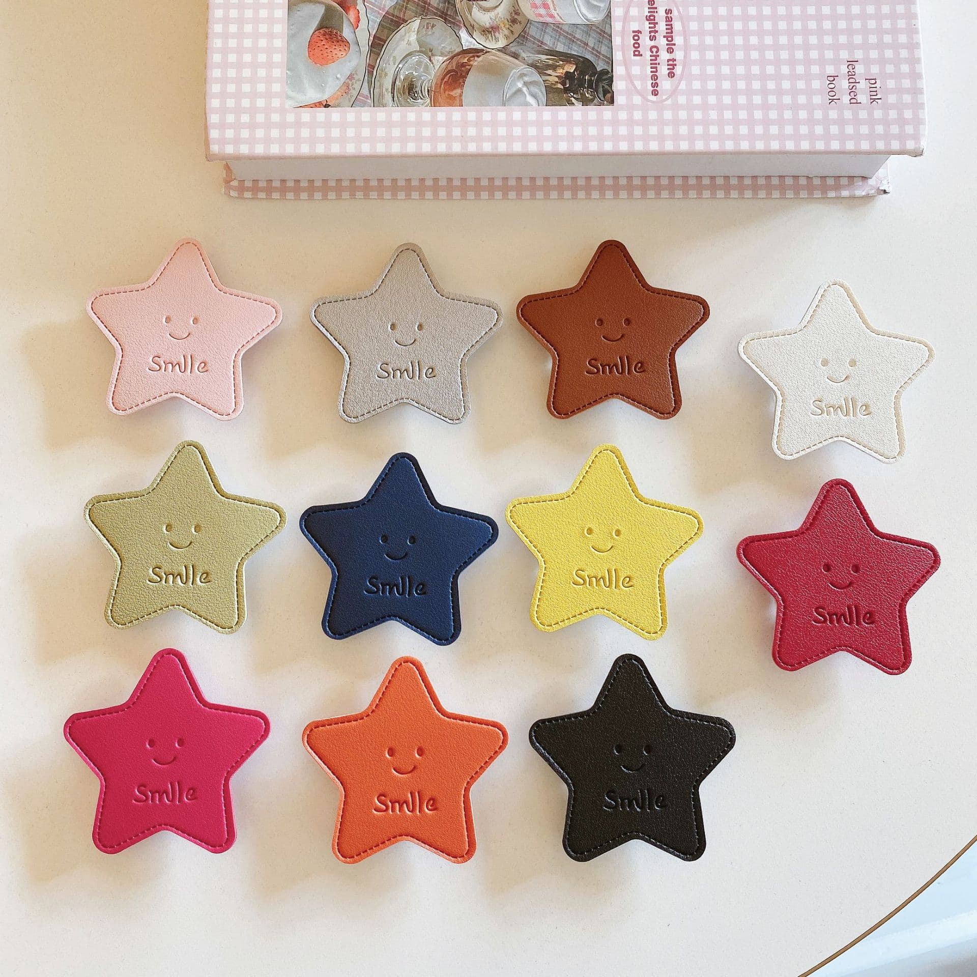 Korean style leather star niche design back-mounted transparent air bag mobile phone holder desktop drama mobile phone case accessories