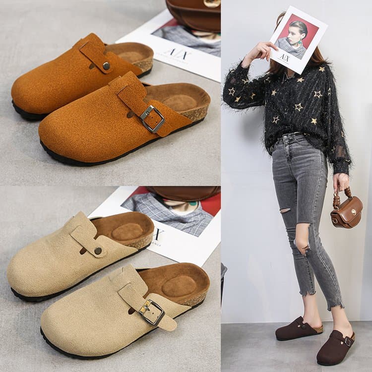 Cross-Border New European and American Foreign Trade Flat Lazy Toe-Loop Slippers for Women, Frosted Personalized Large Size Women's Shoes
