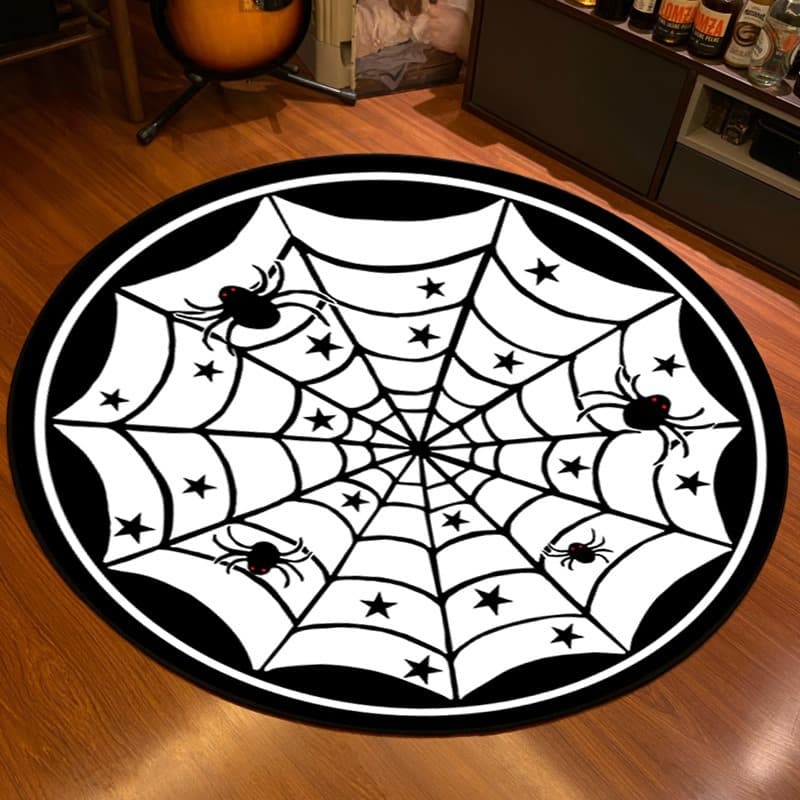Cross-border Gothic Skull Round Living Room Rug European and American Halloween Decorative Floor Mat Novelty Foot Mat Swivel Chair Mat
