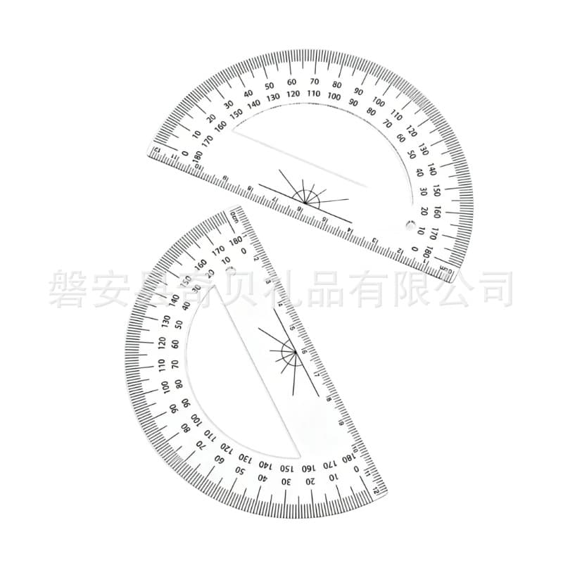 Protractor for primary school students, transparent and easy-to-read fan-shaped ruler, independent angle ruler, stationery, 12cm semi-circle measuring ruler