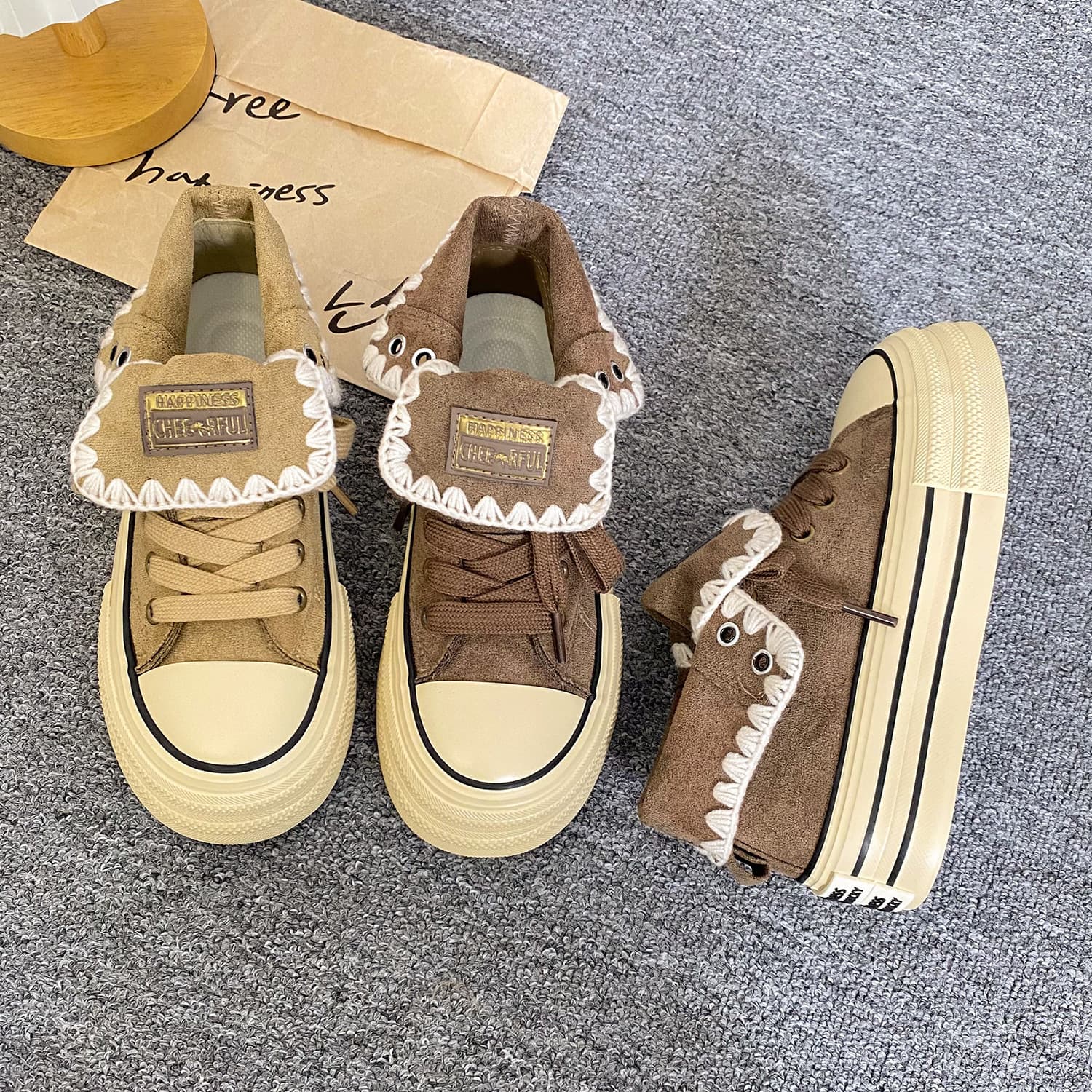 High-top sneakers, 2025 Autumn/Winter style, embroidered shell, versatile, thick-soled, height-increasing, sporty casual sneakers, women's high-top shoes, style 6169