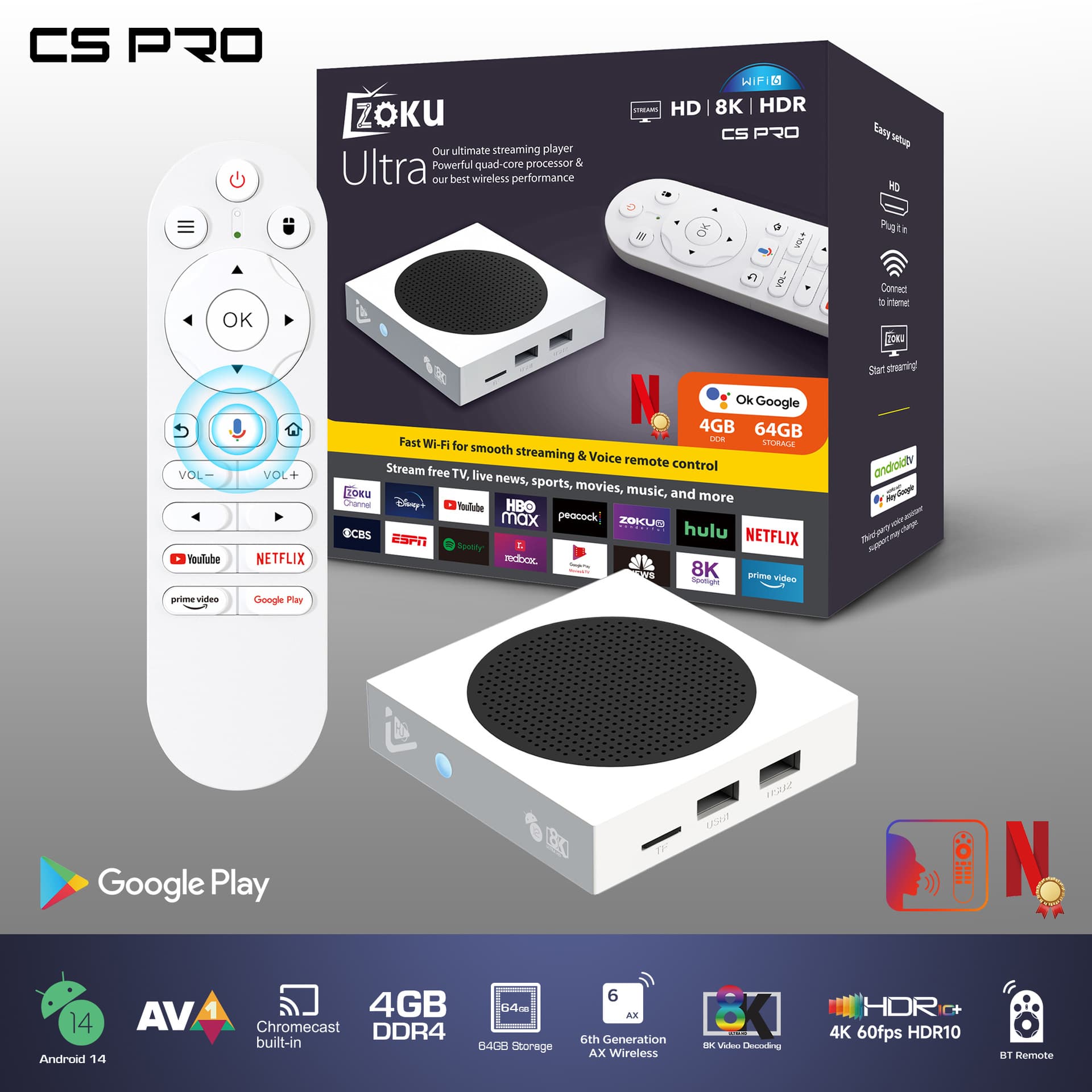 New Cross-border C5PRO H618 Home Digital Set-top Box HDMI 4G+64G Wi-Fi 5G Voice Remote