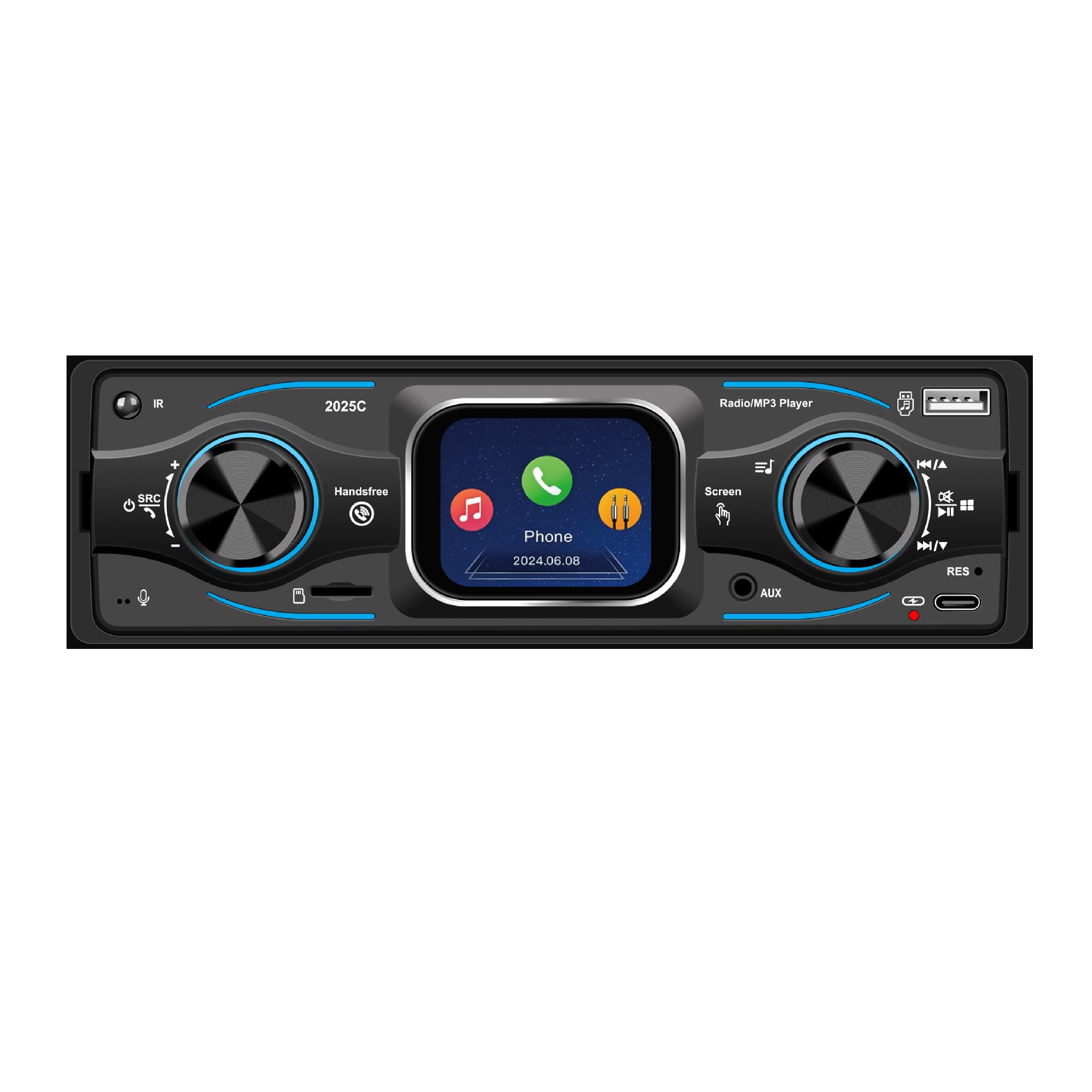 Single-Cylinder with Small Screen Smart Mp3 Car Bluetooth USB Card Music Player Smart Touch Fm Radio