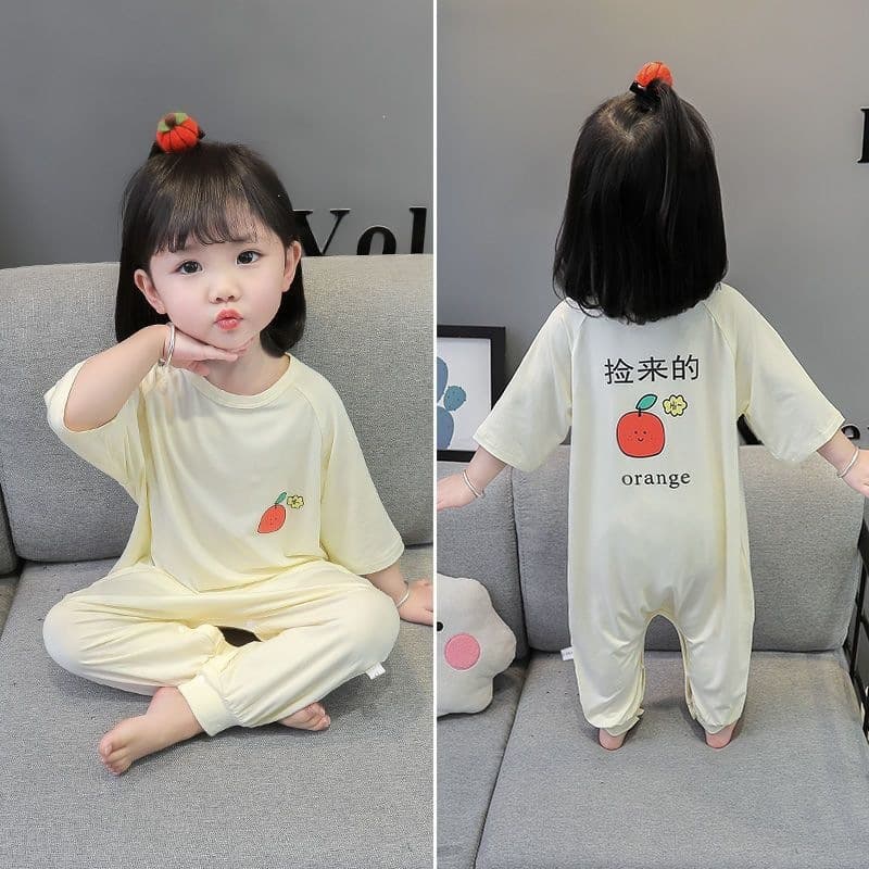 Modal children's one-piece pajamas for boys and girls, summer thin children's anti-kick sleeping bags, infant air-conditioned clothes