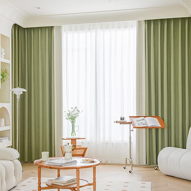 Cross-border Japanese-style Small Fresh Color-Matched Living Room Bedroom Children's Curtains Window Screen Stitching Processing Finished Products