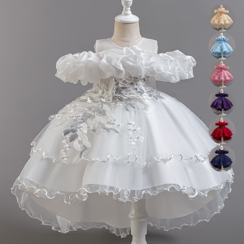 Children's Princess Style Flower Girls Dress Wedding Gown Tutu Dress Cross-border Hot Selling Girls Long Skirt Wholesale