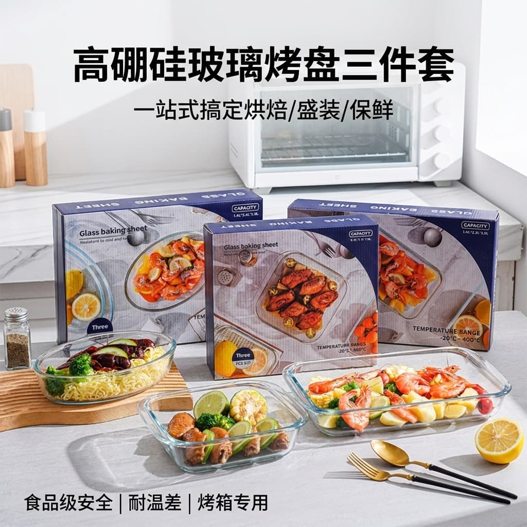 Heat-resistant Glass Baking Dish, Transparent for Microwave and Oven, Home Use for Baked Rice, Square Steamed Fish Dish, Plate, Dinner Plate